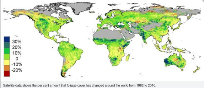 Donohue GRL May2013 Map greening of the earth